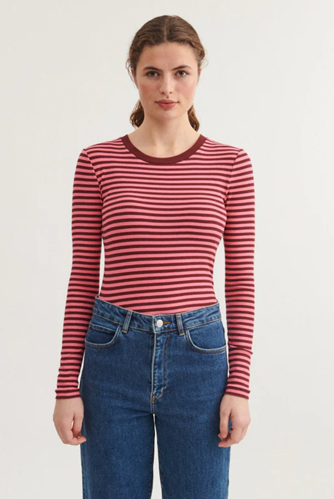 Basic Apparel Ludmilla LS Tee T-shirts 796 Bubble gum/Bordeaux Truffle